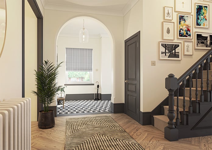 Lace Stripes, Jet - Motorised Roman Blind - Image 6